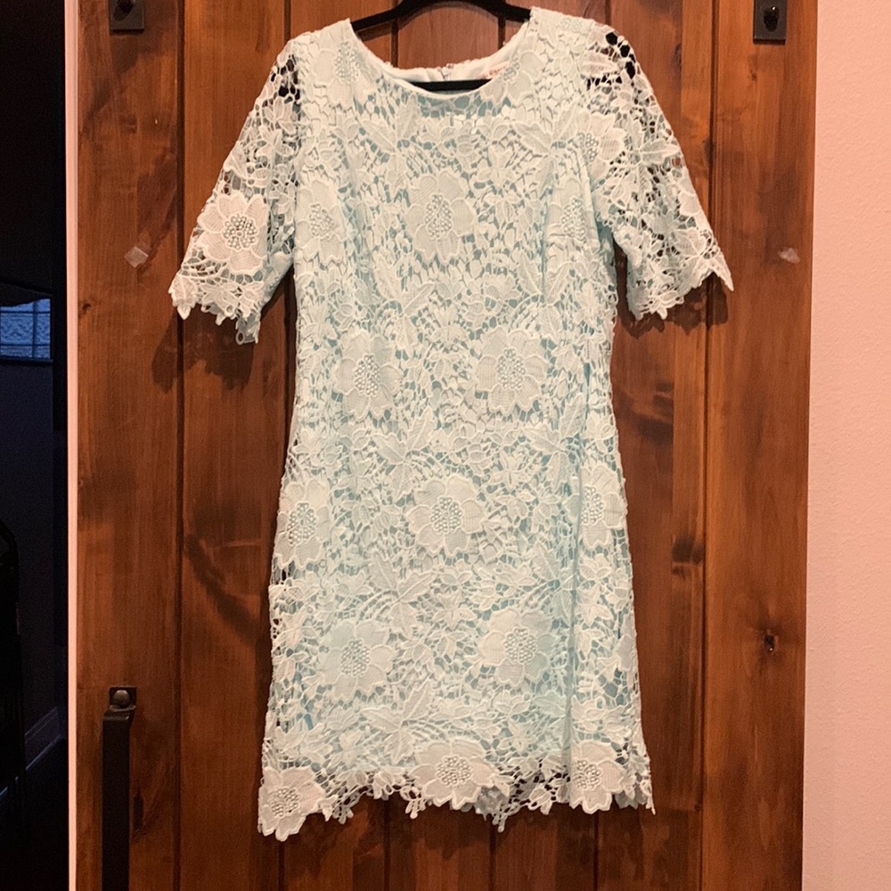 Sandra Darren mint green lace dress size 10